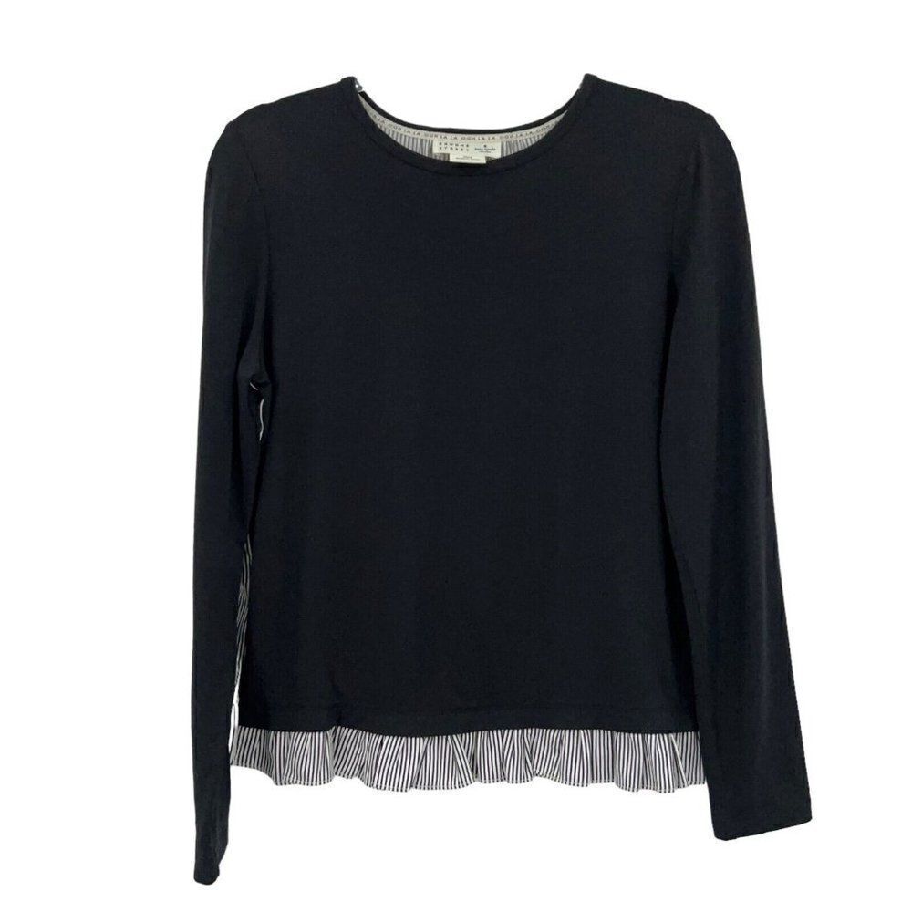 Kate Spade Broome Street Pullover Women Small Black White Long Sleeve Top